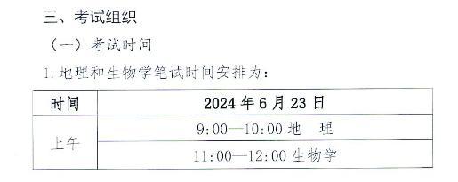 河北2024年地理和生物学学业考试安排出炉!